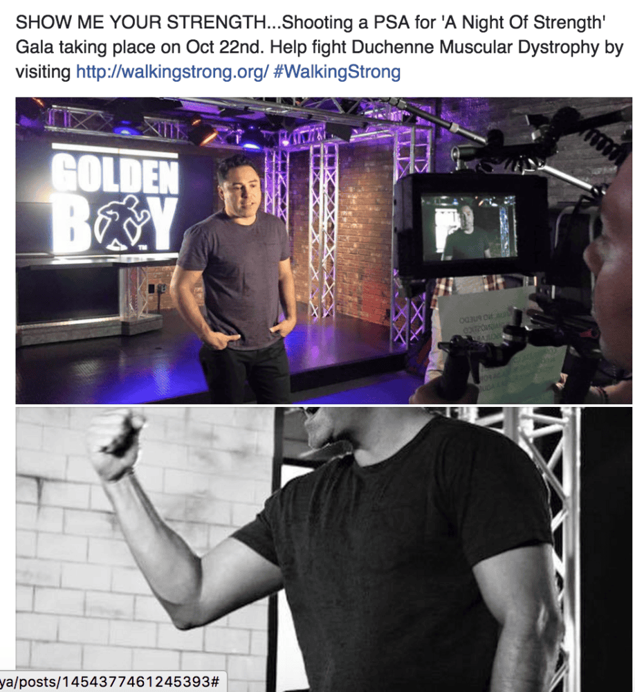 Oscar DeLaHoya posts about Walking Strong