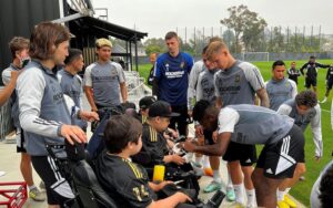 LAFC Soccer team meet and greet with Walking Strong