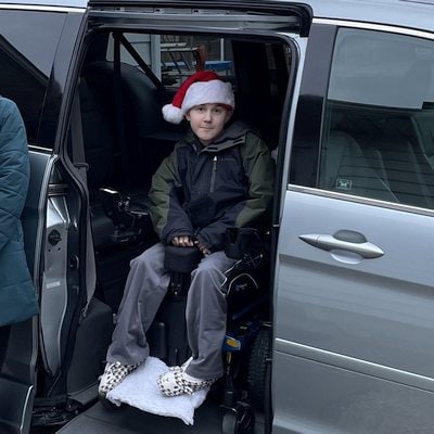 Elliott in his family van